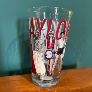 Taylor Swift Glass Tumbler with Red and White Artwork